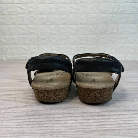 Aetrex Jillian Braided Quarter Strap Sandals Sz 8.5 Navy Leather Slingback Flat - Picture 4 of 11